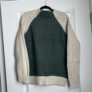 Green & Cream Mock Neck Sweater
